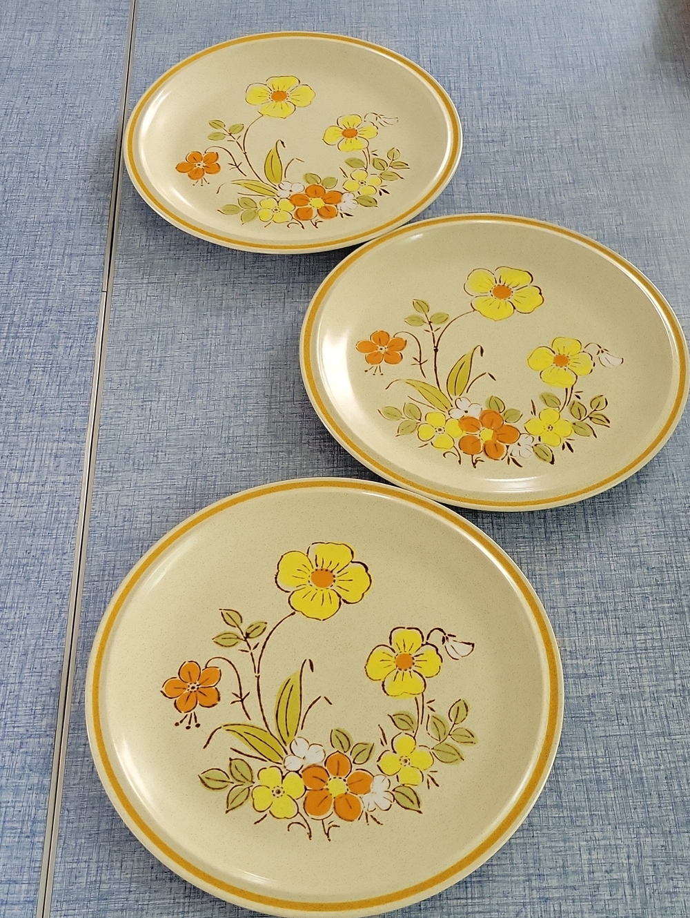Hearthside Garden Festival Stoneware Floral Dinner Plates in Yellow and Orange